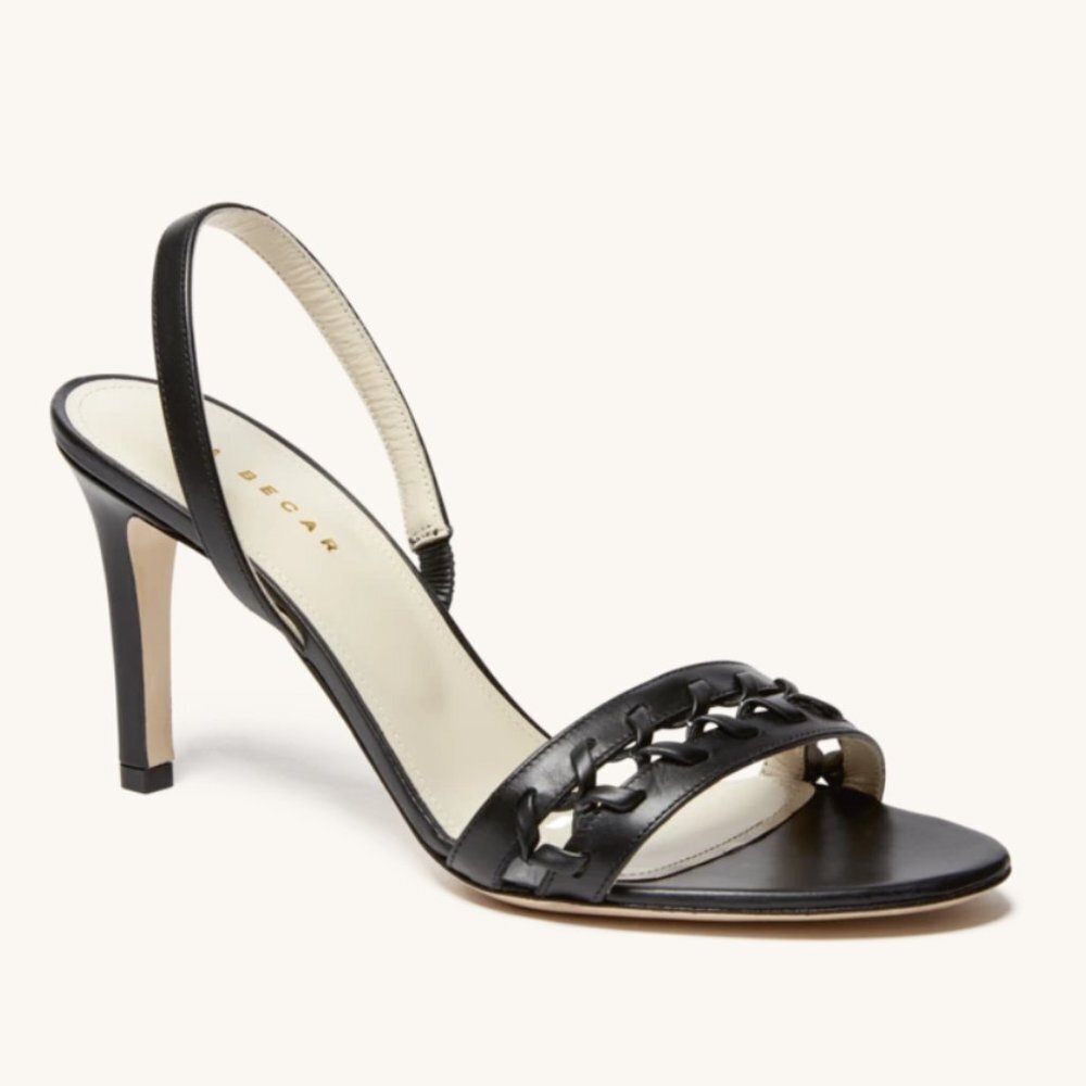 Mia Becar Handmade in Italy Bree Leather Slingback Sandal Black NWOT Size 10